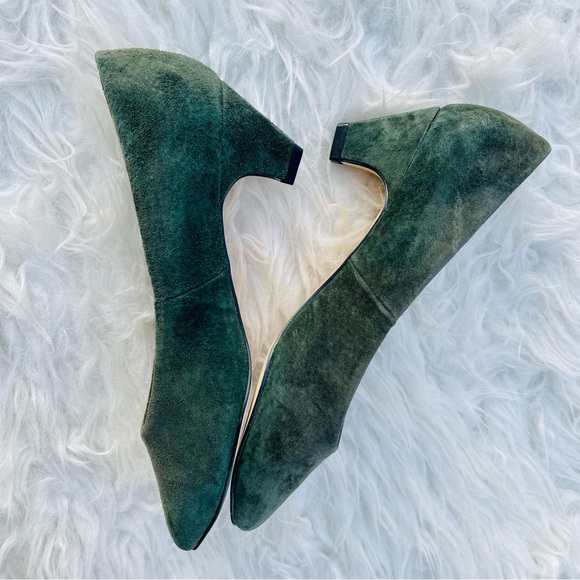 Connie Vintage Olive Green Suede Almond Toe Low Heel Pump - Picture 7 of 16